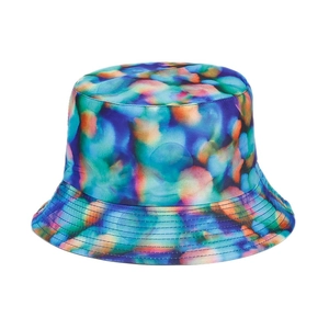 Bob réversible à imprimé floral avec motif tie-dye abstrait coloré pour la protection solaire