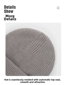Detailed knit texture and seamless crown design of the gray winter beanie hat
