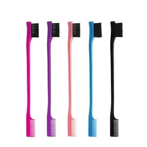Double-sided eyebrow brushes and lash combs in five colors for professional makeup styling