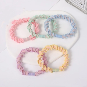 Scrunchies Hair Ties Pleated Nylon Fabric High Elasticity Simple Fashion Ponytail Holder For Women Girls