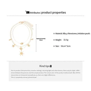 Detailed size specifications for 3-piece ocean theme necklace with starfish and pearls