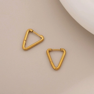Triangle Hoop Earrings 18K Gold Plated Stainless Steel Geometric Minimalist Fashion Jewelry For Men Women