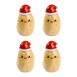 Miniature Christmas potato doll figures in a 4-piece set for creative DIY holiday decor
