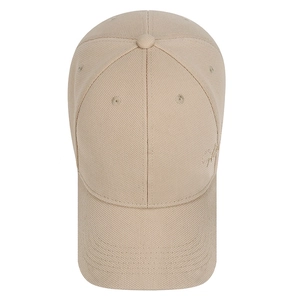 Berretto da baseball classico beige chiaro con ricamo dorato e struttura a sei pannelli