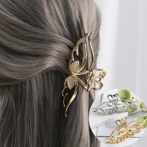 Swan Hair Claw Clip Metal Alloy With Cat Eye Stone Rhinestones And Artificial Pearls Large Shark Clip For Women