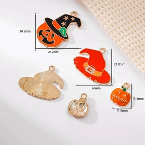 Halloween pumpkin pendants with wizard hats for DIY jewelry making and accessories