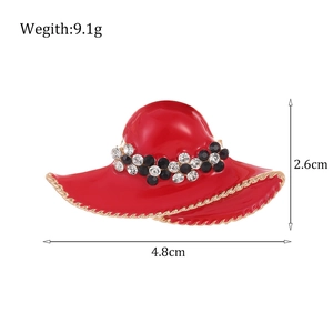 Eleganter roter Emaille-Hut-Anstecknadel mit Strasssteinen für Damenbekleidung