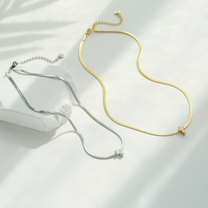 Cross Pendant Necklace With Zircon Inlaid Copper And Stainless Steel Snake Bone Chain Hip Hop Religious Jewelry Women