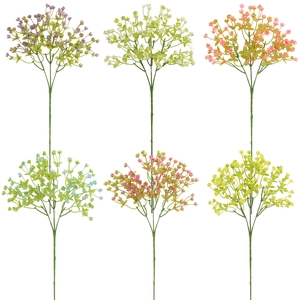 Detailed display of artificial gypsophila bouquets in six vibrant assorted colors
