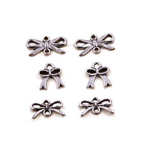 Set of six silver hollow butterfly alloy pendants for DIY necklace and bracelet jewelry making