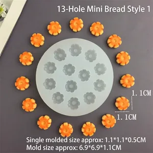Round 13-cavity flower silicone mold for DIY fondant chocolate and resin art decoration