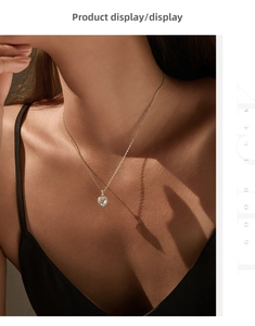 Detail shot of heart-shaped 1ct moissanite pendant on S925 sterling silver chain