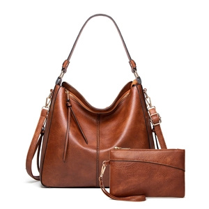 Women Shoulder Bag And Pouch Retro Litchi Pattern PU Leather Large Capacity Tote For Daily Use