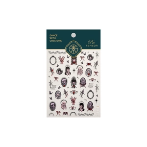 Gothic girl ghost nail art stickers with purple butterflies and red bows, model TL-419