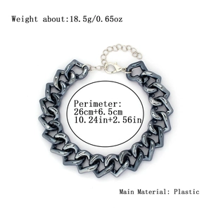 Adjustable dark gray pet hip hop chunky chain necklace with heart pendant for fashion