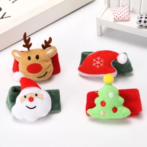 Cute plush Christmas scrunchies set featuring Santa, Reindeer, and Tree designs