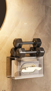 Strong wall-mounted acrylic tissue holder showing heavy-duty weight capacity on wall