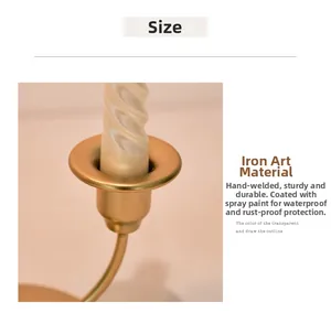 Macro detail of hand-welded golden iron candle holder with waterproof painted finish