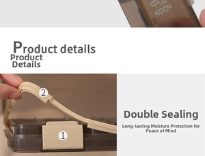 Detail view of the double sealing ring and moisture-proof buckle on the gray pill box