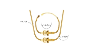 Dimensions parure bijoux chaîne serpent plate avec pendentif boucle de ceinture dorée