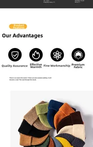 Multiple colors of thick knitted beanies showing premium texture and warm fabric