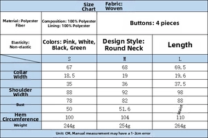 Detailed size chart for women's two-piece woven vest and shorts set with fabric info