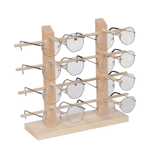 Natural pine wood multi-layer display stand for 16 pairs of glasses and sunglasses