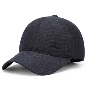 Navy blue twill baseball cap for men with a SPORT logo patch on a white background