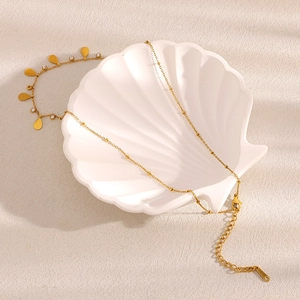 Collier en acier inoxydable plaqué or 18 carats avec zircons gouttes pour femme