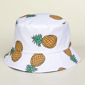 Pineapple Print Bucket Hat Cotton Sun Protection Summer Beach Casual Outdoor Travel Accessories For Men Women