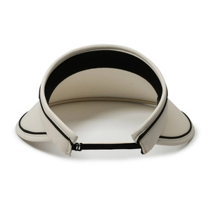 Visière de soleil crème pour femme avec bord noir et sangle élastique réglable