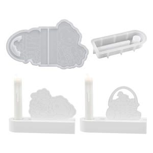 DIY Easter silicone mold set for cute sheep and chick candle holder desk ornaments