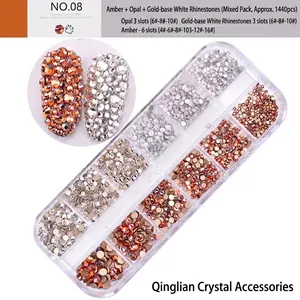 Flatback AB glass rhinestones set with 1440 pieces in 12-grid organizer box