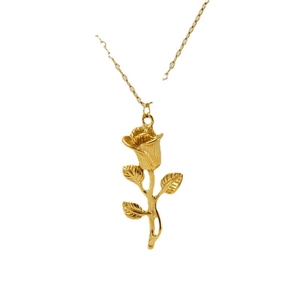 Élégant collier pendentif fleur rose en acier inoxydable plaqué or 18 carats