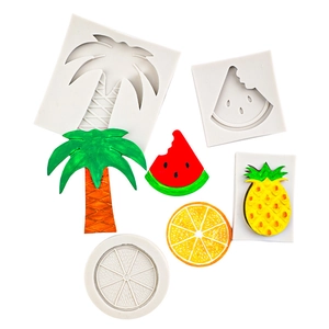 Silikonform-Set für Backen mit Ananas Wassermelone Palme und Zitrusfrucht Motiven