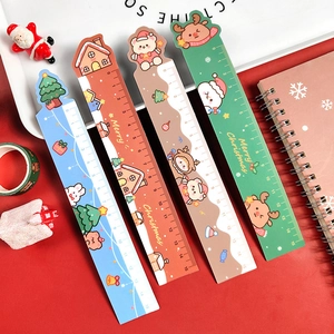 Christmas Magnetic Ruler Cartoon Reindeer Bear Tree Patterns For Students Measuring Tool School Office Stationery Gift
