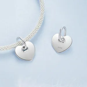 Polished S925 sterling silver heart pendant on snake chain with clear S925 hallmark