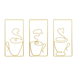 Abstract Coffee Cup Metal Wall Art Minimalist Iron Line Decor For Kitchen Cafe Living Room Nordic Style Hanging Ornament