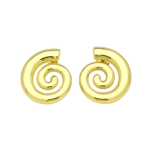 Macro detail of high-quality polished gold spiral heart earrings with a textured finish