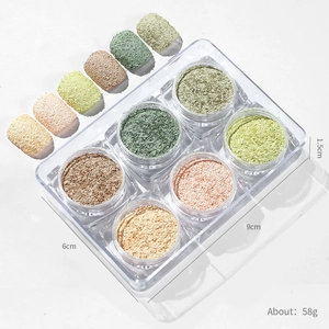 Set di polvere di velluto per unghie macaron con sei barattoli in scatola