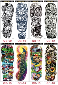 Matrix layout of eight large waterproof temporary tattoo designs with artistic patterns