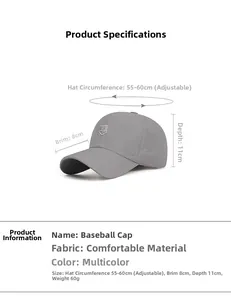 Detail view of breathable quick-dry cap showing adjustable 55-60cm sizing and mesh fabric