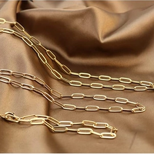 Stainless Steel Paperclip Chain Necklace 18K Gold Plated Simple Geometric Link Choker For Women Layering Jewelry