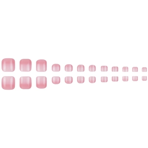 Set of 24 pieces ombré pink gradient press-on toenails with glossy finish for women