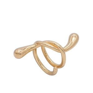 Minimalist 925 sterling silver ring with gold fluid art knot and drop design