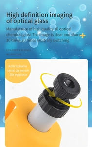 Detail of children science microscope with 10x 20x magnification lens and adjustment knob