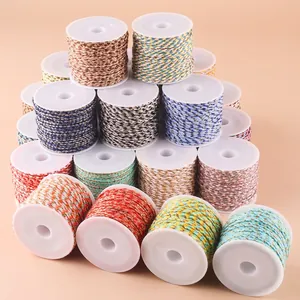 DIY braided cotton rope set with gold metallic thread for jewelry making and crafts