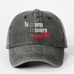 Casquette de baseball ajustable en coton délavé avec imprimé graphique espagnol Te amo