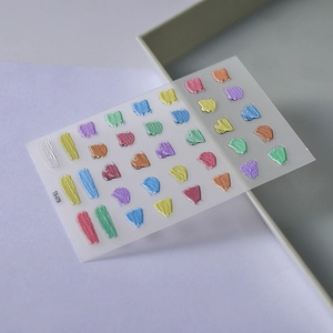 5D embossed oil painting stroke nail art stickers with 3D texture model TS-078