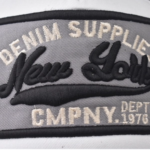 Mesh baseball cap with 3D New York embroidery and vintage denim supplies patch